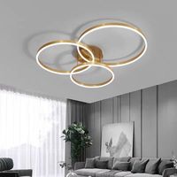 Lustre de plafond LED moderne pour salon, salle d'étude, chambre à coucher, éclairage intérieur dimmable, décoration de lampes dorées et noires
