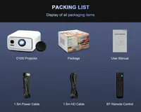 Proyector Flixtone D10S, 4000 ANSI Lúmenes, 1080P, Video 4K, Chip V660 de 8 Núcleos, Decodificación Inteligente, Pantalla Grande, WiFi, para Aula, Cine en Casa