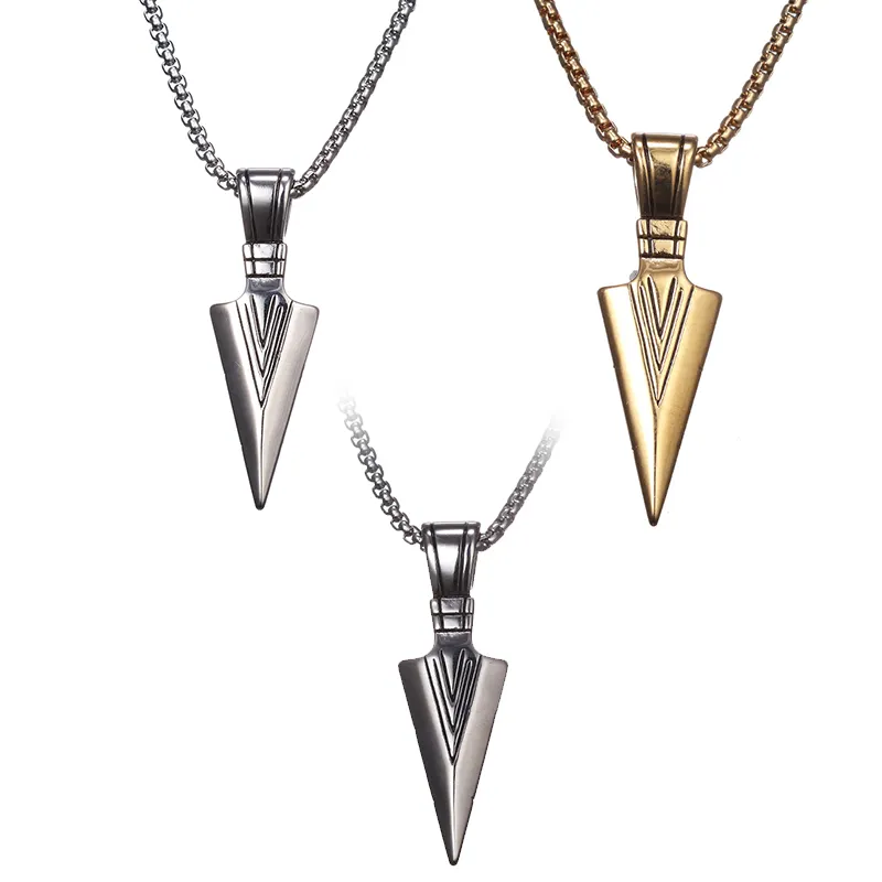 Fashion Men's Vintage Charm Spearhead Pendant Necklace for Men Determination of Spirit Tribal Adventures Male Jewelry