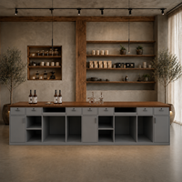 Comptoir de réception/Bar oblong moderne rétro Wabi-Sabi en bois massif écologique pour salon, centre de fitness, salon de thé