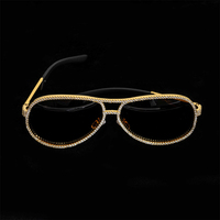 Lunettes de soleil en argent sterling glacé, monture en or, diamants vvs, moissanite