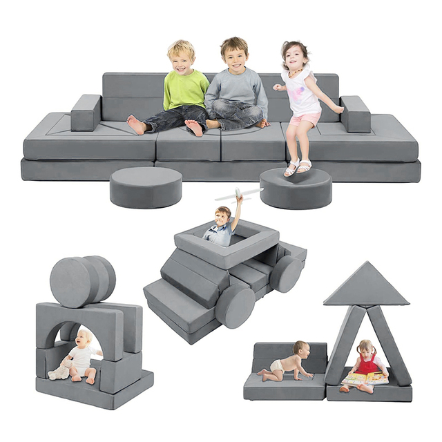 Kids Play Couch, Child Sectional Sofa, Fortplay Bedroom and Playroom Furniture  Convertible Foam  for Boys and Girls