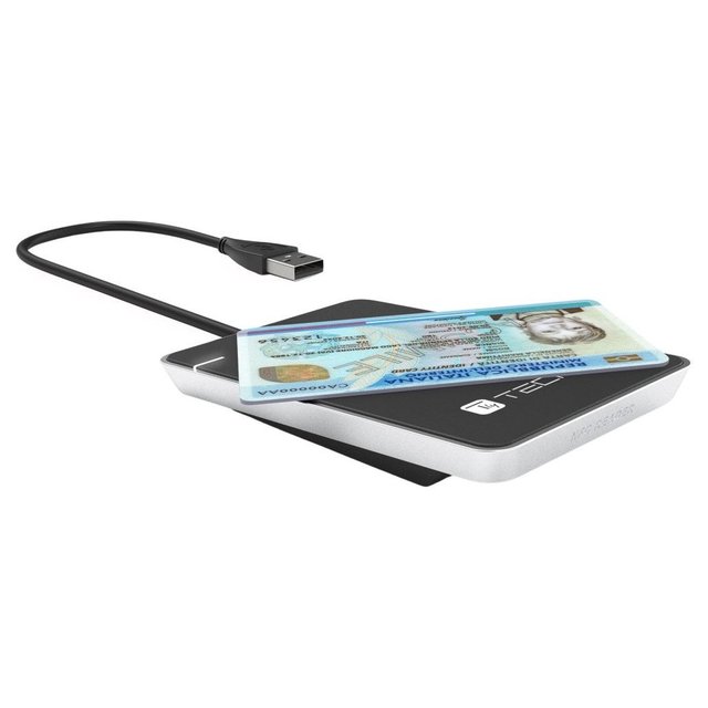 Techly Smart Card Reader USB External Contactless Black & White for Laptop