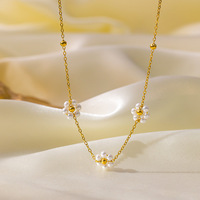 Ensemble XIXe chaîne de perles faite main collier de perles de fleurs chaîne de clavicule bijoux bracelet collier boucles d'oreilles