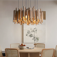 Lustre LED en bois à suspension avec interrupteur, couleur bois foncé, pour café – Excellent rapport qualité-prix
