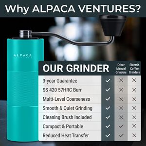 เครื่องบดกาแฟมือหมุน Alpaca Ventures สแตนเลสสตีล ปรับระดับได้ สำหรับใช้ในบ้าน - Product Image 5