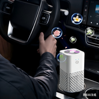 Purificateur d'air intelligent et moderne, écologique, portable, pour animaux de compagnie (chiens, chats, petits animaux), anti-allergies domestiques, avec lumière d'ambiance USB et IA