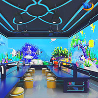 Salle de projection immersive 3D, système de cartographie interactive, projecteur holographique, affichage mural et au sol à 360 degrés, salle de banquet