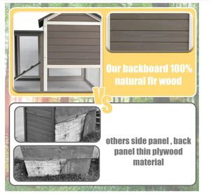 Gabbia per Conigli da Interno ed Esterno in Legno con Vassoio Estraibile, Grande Gabbia Impermeabile con Tetto in Asfalto per Conigli e Porcellini d'India - Product Image 6