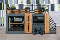 Skyacross CX2636 Conteneur pop-up à deux étages pour café-restaurant-bar-kiosque, maison préfabriquée en acier pour stand d'exposition