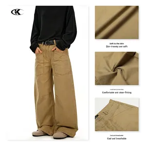 Pantalon <span class=keywords><strong>cargo</strong></span> ample rétro 11KN, décontracté, neutre, de haute qualité, lavé et vieilli, taille mi-haute, effet amincissant - Product Image 1
