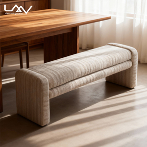 Banc de fin de lit en tissu rembourré avec structure en bois, design moderne et simple, pour salon de villa et chambre d'hôtel, mobilier - Product Image 2