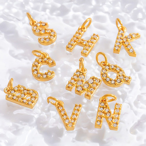 SUMMLY - Dijes de Circonio con las 26 Letras del Alfabeto, Chapados en Oro de 18K, de Acero Inoxidable, para Joyería DIY - Product Image 3