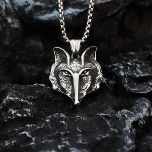 Europeo americano Hip Hop titanio acciaio vico volpe celtica <span class=keywords><strong>sciacallo</strong></span> lupo collana per gli uomini - Product Image 3