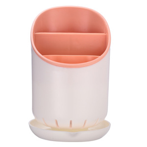 Support de rangement de cuisine en plastique à double couche détachable pour baguettes et cuillères, avec base de drainage pour ustensiles - Product Image 5