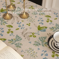 Nappe carrée moderne et personnalisable en faux coton-lin, style frais, avec pompons, imperméable, imprimé floral, plantes et fleurs, pour table à manger