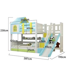Cama Doble de Madera <span class=keywords><strong>Montessori</strong></span> Simple con Forma de Casa Europea, Literas para Niñas de Dos Niveles - Product Image 6