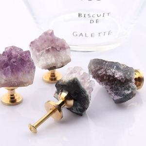 Unique <strong>Door</strong> Natural Quartz Cluster Stone Cabinet Drawer Brass Drawer Pulls Handles Crystal Handle <strong>Knobs</strong> Furniture <strong>Door</strong> Handle - Product Image 5