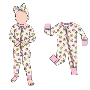 Romper Bayi Bambu Berkualitas Tinggi, Nyaman, Motif Dessert Manis, Resleting, Bernapas, dari Little Glow Kids - Product Image 6