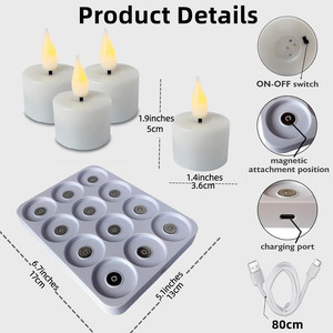 Bougies <span class=keywords><strong>LED</strong></span> rechargeables haut de gamme avec télécommande et minuterie, effet de flamme vacillante 3D, pour les boutiques de cadeaux et les commerces de détail - Product Image 2