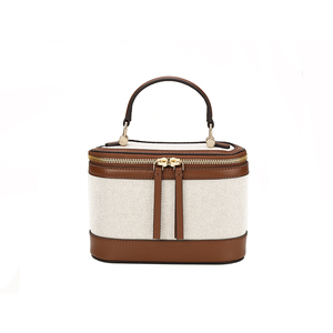 ZENOS Durable Portable Genuine Leather Ladies' Makeup <b>Bag</b> Fashionable <b>Patchwork</b> Style Travel Mini Handbag - Product Image 1
