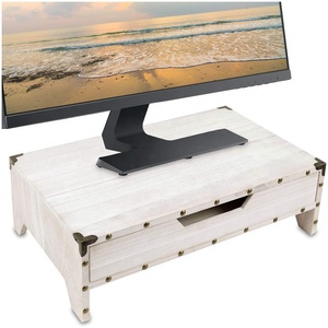 Support d'écran en bois <span class=keywords><strong>pas</strong></span> <span class=keywords><strong>cher</strong></span> avec tiroir, rehausseur et protection d'angle en métal - Product Image 2