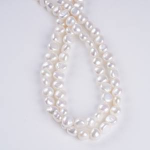 Perles d'eau douce naturelles de 7-8 mm, faites à la main, pour la fabrication de bijoux, deux côtés brillants, trou latéral, vente en gros pour bracelets et colliers - Product Image 4