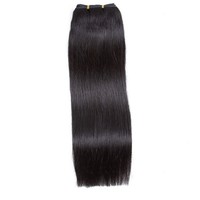 Extensions de cheveux humains naturels noirs, lisses et soyeux, 16 pouces, 100g, 1 paquet, double trame machine, trame douce pour la fabrication de perruques