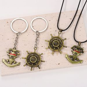Accessoires de sac rétro One Piece : Pendentif chapeau Luffy Ace, Collier avec affiche de recherche Barbe Blanche, Porte-clés en métal - Product Image 1