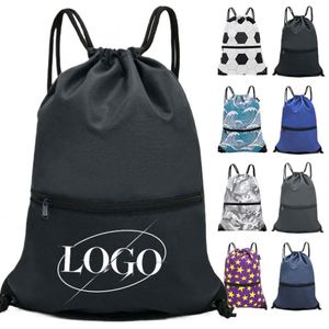 Promotional Custom Polyester Drawstring Backpack with Logo Foldable Cinch Sack Waterproof <b>Draw</b> <b>String</b> <b>Bag</b> for Daily Gym Use - Product Image 1