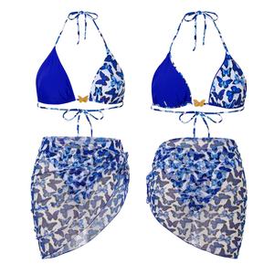 Ensemble deux pièces OUTPACE pour femme, maillot de bain taille haute en tissu pailleté brillant, soutien-gorge push-up, bikini à nouer sur les côtés, maillot de bain haute visibilité - Product Image 3