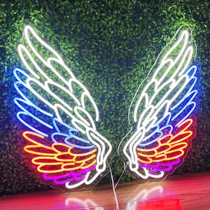 Oux Mendukung Menyesuaikan Font Yang Berbeda Membuat Mesin Barber Shop Neon Sign Angel Wing Selamat Ulang Tahun Neon Sign