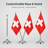 Drapeau de table suisse personnalisé de haute qualité, drapeau de bureau, taille et logo personnalisables, vente en gros, décoration de bureau et de maison
