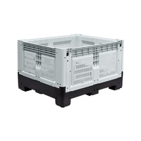 Boîte de rangement en plastique robuste empilable avec design à grille ou à fond plat pour la logistique, l'électronique et les fruits et légumes