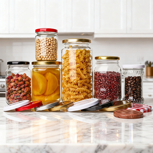 Barattoli in Vetro Mini da 240ml 300ml 350ml 500ml per Conservazione Alimenti Cucina con Coperchi Ermetici Rotondi per Liquidi Spezie <span class=keywords><strong>Marmellate</strong></span> Conserve Fai-da-Te - Product Image 6