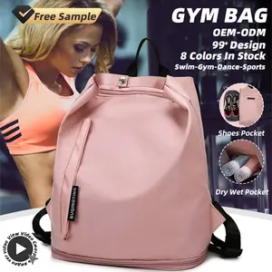 Çok fonksiyonlu eğlence kuru ıslak ayırma su geçirmez Yoga Duffel seyahat sırt çantası özel spor çanta bağımsız ayakkabı depo ile
