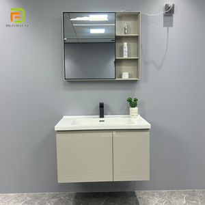 <span class=keywords><strong>Meuble</strong></span> de salle de bain mural de luxe en PVC, gain de place, étanche, avec lavabo et miroir, mobilier d'hôtel - Product Image 3
