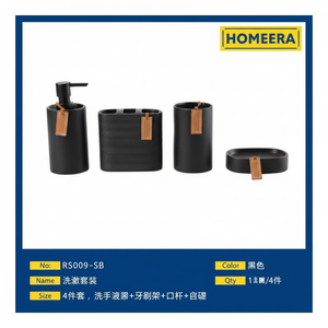 Set di quattro forniture da bagno in ceramica di lusso di colore nero ecologico per la decorazione della casa del bagno-fornitore all'ingrosso - Product Image 1