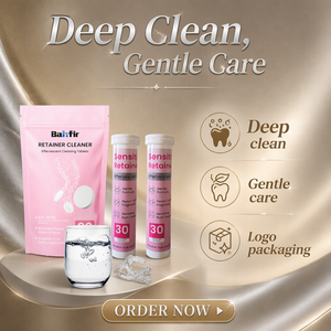 Comprimés effervescents jetables pour le nettoyage des prothèses dentaires, usage unique, portables, nettoyage en profondeur, saveur menthe, 60 unités, pour prothèses dentaires et appareils de rétention à domicile - Product Image 1
