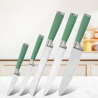 Ensemble de couteaux de cuisine forgés en deux parties, ambidextres, durables, de bonne qualité, en acier inoxydable tranchant, avec manche creux recouvert de TPR, pour fruits et viandes