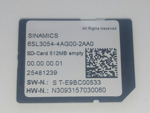 Carte SD SINAMICS 6SL3054-4AG00-2AA0, originale, neuve, <span class=keywords><strong>Karta</strong></span> 512 Mo, vide, G120 - Product Image 3