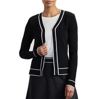 Cardigan en laine mélangée personnalisé à col en V, rayé, côtelé, décontracté, style preppy, de haute qualité, couleur unie, élégant, boutonné, pour femme, automne