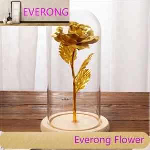 AI-309 Rose d'or préservée dans un dôme en verre avec lumière LED La Belle et la Bête Rose dans un verre Cadeaux de Saint Valentin - Product Image 5