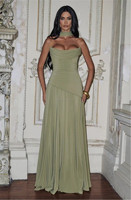 S3032F Nouvelle robe de soirée élégante pour femme, sans bretelles, couleur unie, coupe ajustée, sans manches