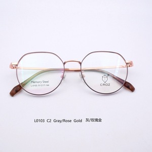 แว่นตาทรงกลมเล็กน้ำหนักเบาสไตล์พังก์สำหรับวัยรุ่น รุ่น L0103 กรอบเต็มแบบยูนิเซ็กซ์ ขาแว่นทำจากโลหะเมมโมรี่ไดเร็กท์และเลนส์ PC - Product Image 2