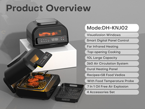 2024 nuovo arrivo elettrodomestici multifunzionali aria calda Friteuse Sans Huile Touch Screen tostapane friggitrice <span class=keywords><strong>forno</strong></span> alogeno - Product Image 2