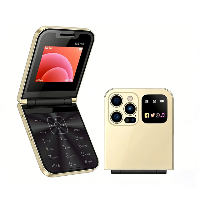 I15 PRO Foldable Mobile Phone Dual SIM Standby Call Recording Speed Dial Blacklist FM Radio 2G GSM Button Flip Cellphones