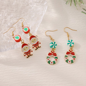 Pendientes de Piedra Natural con Forma de Mariposa y <span class=keywords><strong>Santa</strong></span> Claus, Estilo Europeo Americano, para Navidad, Joyería de Aleación para Mujer, para Aniversario - Product Image 3