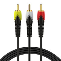 Cable AV Compuesto de 3 RCA Macho a Macho, Cable de Audio y Video de Máxima Calidad de Señal para Mezclador, Amplificador, Cine en Casa
