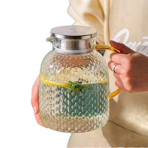 Théière en verre martelé de 1000 ml résistante aux hautes températures, écologique avec poignée en verre ambré, <span class=keywords><strong>carafe</strong></span> à eau pour café et thé à domicile - Product Image 3